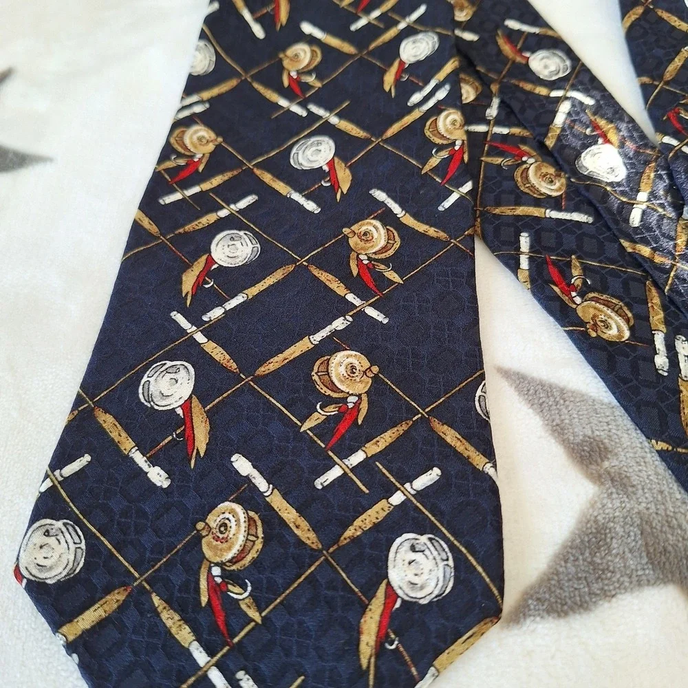 Vintage LL Bean Mens Fly Fishing Tie 100%‎ Silk Made In The USA Outdoor Gift